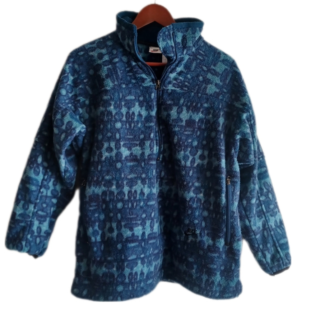 Vintage 90s Nike F.I.T Fleece 1/2 Zip Jacket Abstract Drop All Over Print
